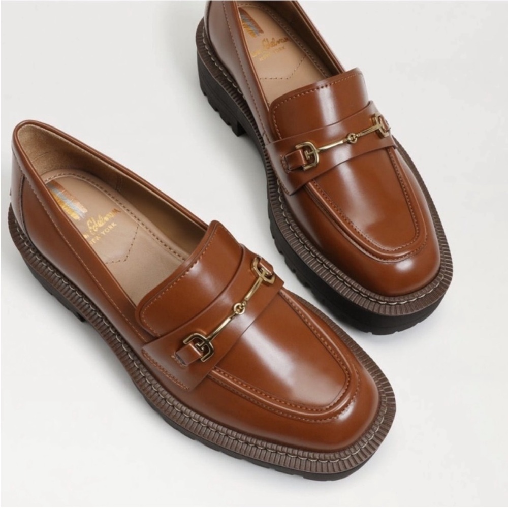 Sam Edelman Laurs Brown Lug-Sole Leather Loafer